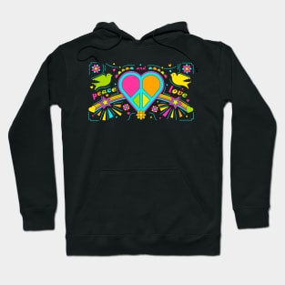 Peace and Love Peace Sign Heart and Doves Hoodie